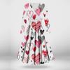 Ladies Fashion Casual Valentine's Day Print Long Sleeve V-neck Sexy Dress