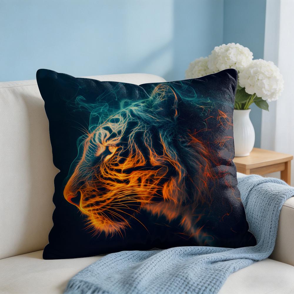 Tiger Animal Print Pattern Cushion Cover Square Pillow Bedroom Sofa Leisure Comfort Living Room Home Decoration X