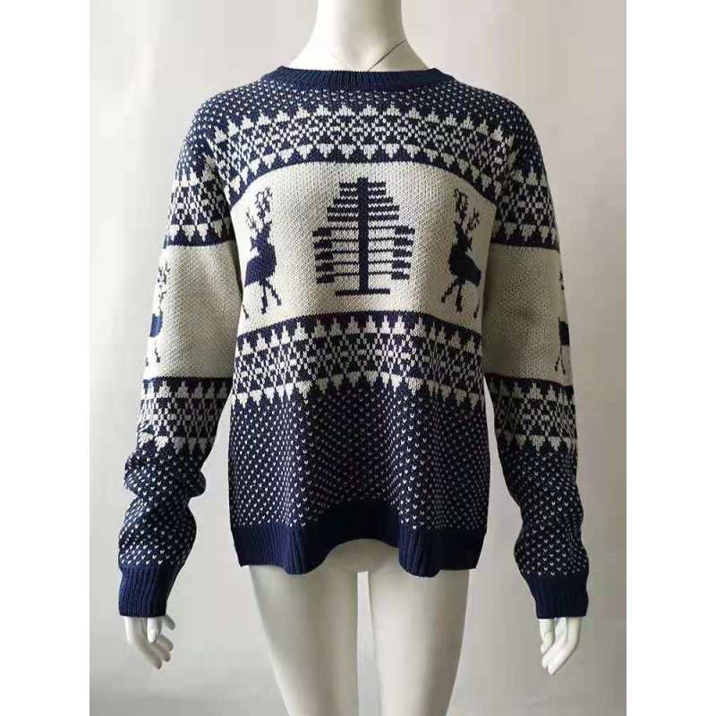 Рождественский свитер женский Рождественский олень теплый вязаный свитер с длинным рукавом джемпер топ зима осень пуловеры