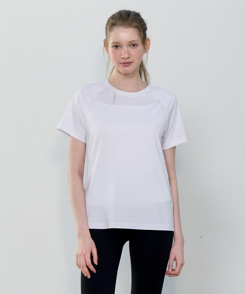 BASIC HOUSE Women'S Cool Breeze Raglan Round Short Sleeve T-Shirt White Lzts3223 (Type B)