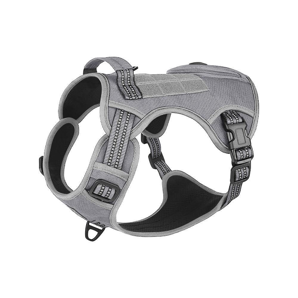 Walking Dog Harnesses with Handle D Ring Outdoor Reflective Dog Harness Vest with Pocket No Pull Adjustable Pet Tactical Vest