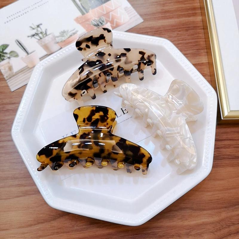 Large Acetate Acrylic Hair Claws Leopard Print Hairpins Hair Clip Women Geometric Hair Clamp Crab for Girl Hair Accessories Headdress