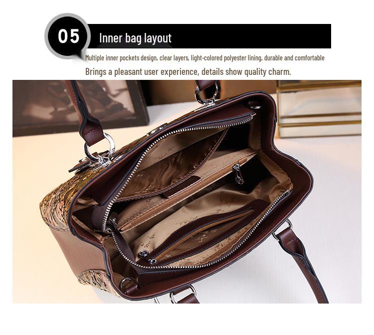 2025 Spring/Summer Large Genuine Leather Single Shoulder Bag for Middle-Aged Women – Light Luxury Brand