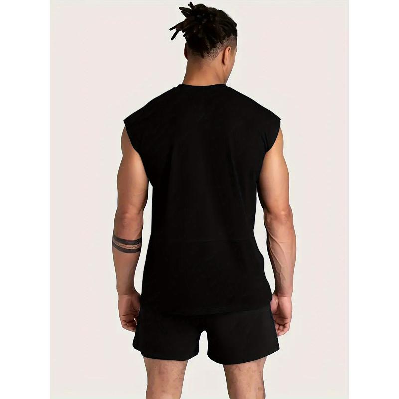 Мужской летний комплект для активного отдыха из полиэстера. Модный топ-майка с графическим принтом и шорты. Влагоотводящий, быстросохнущий спортивный костюм