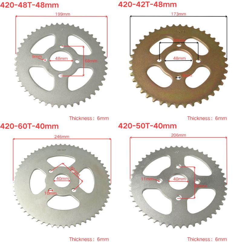 Звездочка задняя 420-37T/41T/42T/48T/50T/60T для мотоцикла, питбайка, квадроцикла, багги, карта 110cc 125cc 140cc