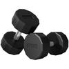 Set of 2 12-Sided Dumbbells 15 kg in Metal and Rubber with Non-Slip Grip, 26x15.5x15.5 cm, Black