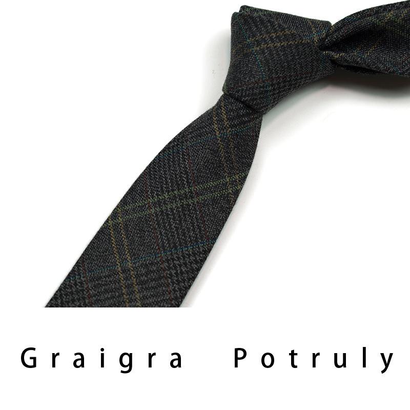 Qiandongge Suit And Tie Men'S Striped 8Cm Casual Tie Coffee Gray Dark Green Retro Work Plaid