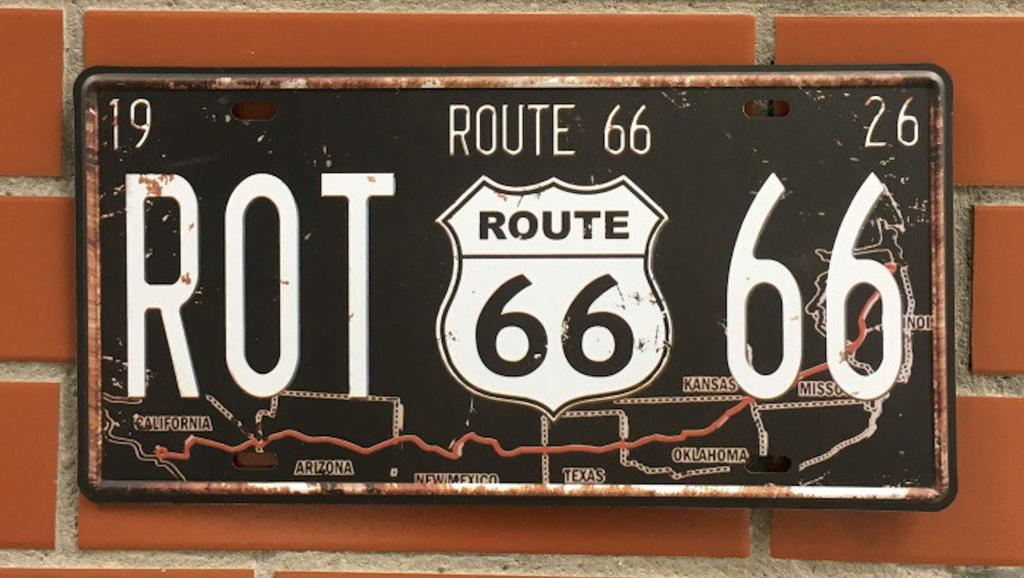 MT Evocon Route 66 Series Tin Set of 6 License Plates Signs,