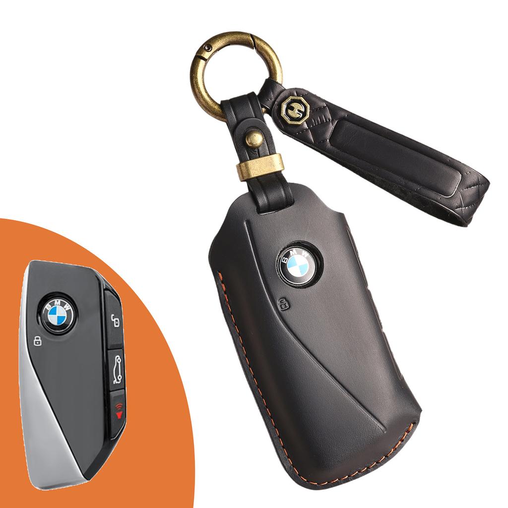 Ретро кожаный чехол для ключей подходит для BMW, натуральная коровья кожа, новая оболочка, ручная работа, специальная защитная оболочка для ключа, кольцо