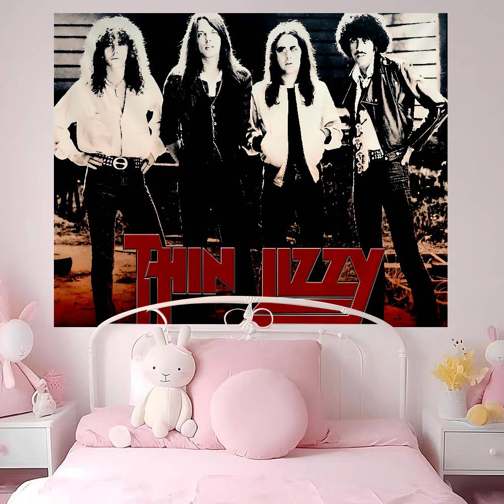 Тканевое панно Rock Band Thin Lizzy Аниме Цветочный ковер в стиле хиппи Декор для общежития Дешевый настенный декор в стиле хиппи