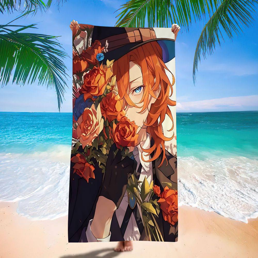 cute Anime Bungo Stray Dogs Microfiber Blanket Quick Drying Beach Towels Oversized Printing Super Absorbent Pool Towel Blanket