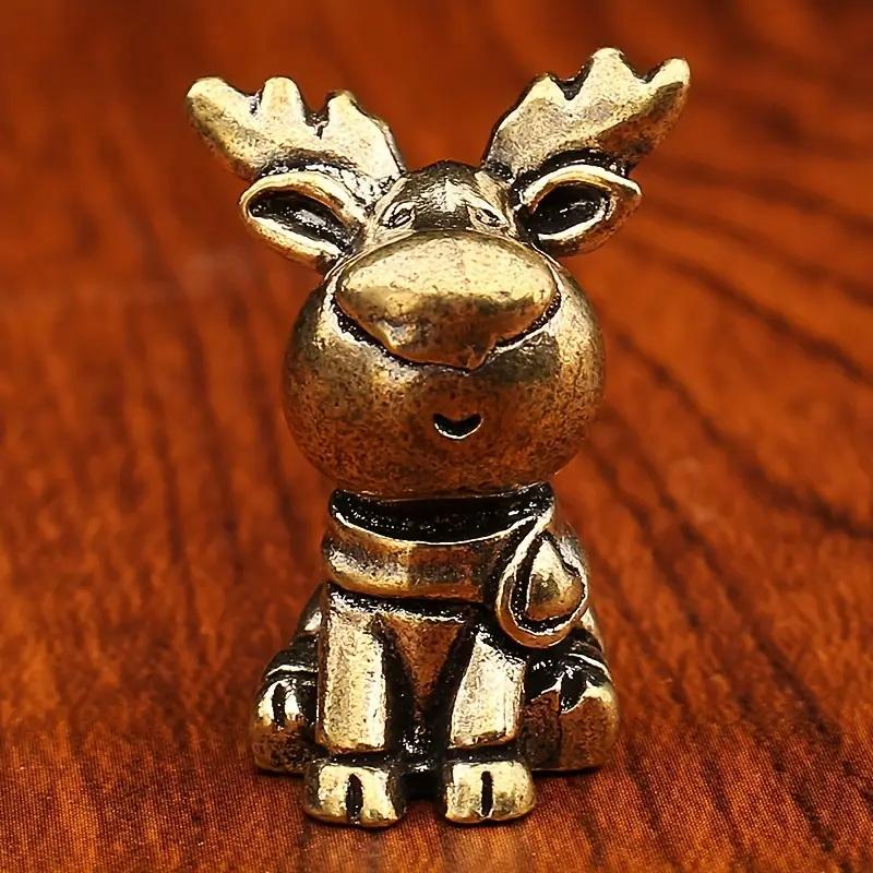Фигурка лося из латуни ручной работы Металлические медные украшения с детализацией рогов Рождественский декор лося Украшения для дома и стола Элегантный подарок