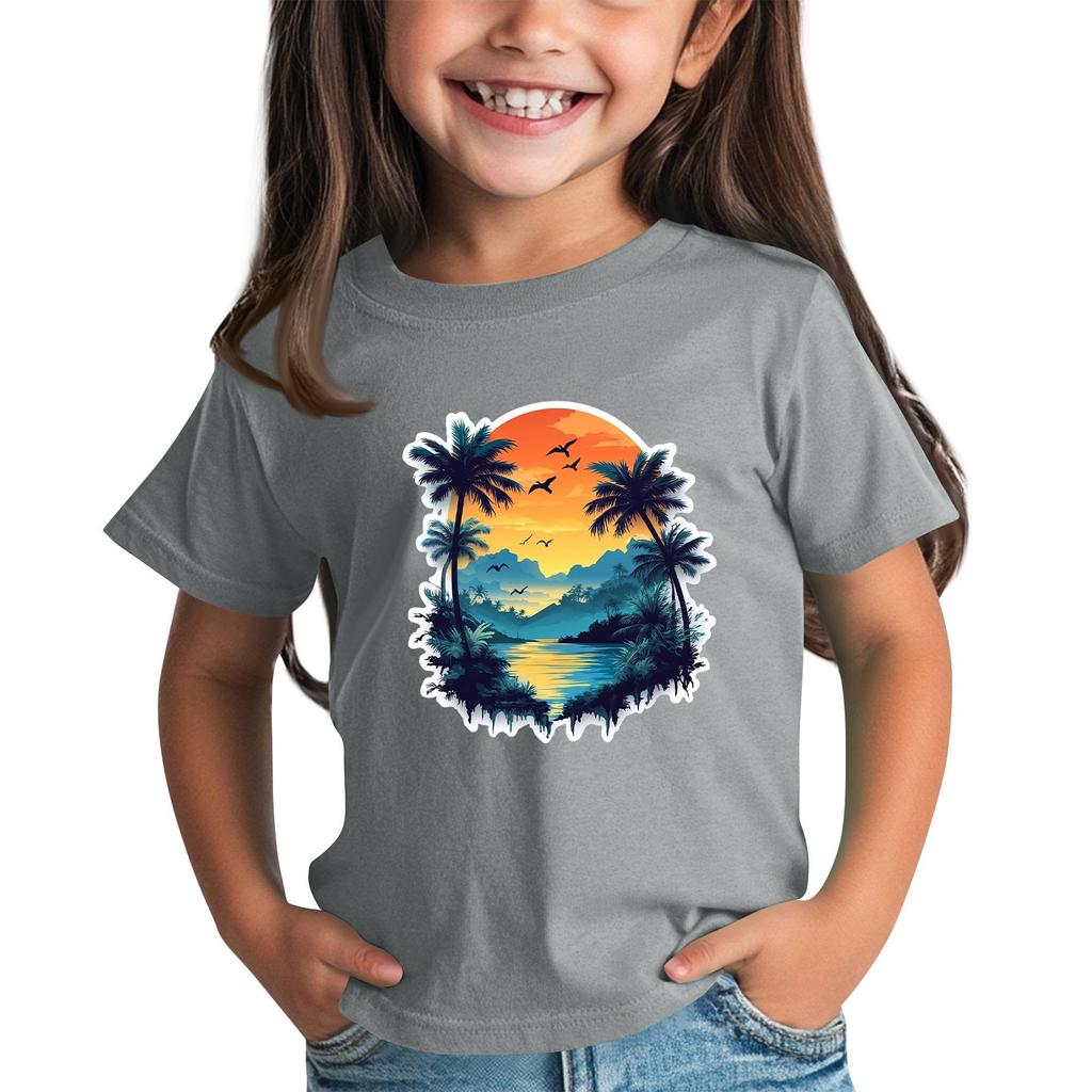 Детская модная повседневная футболка с круглым вырезом и короткими рукавами