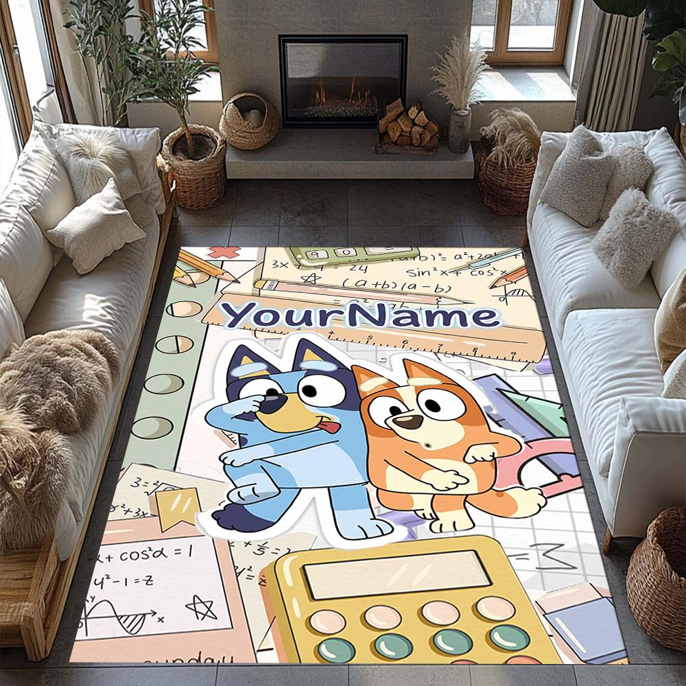 Bluey 1 Personalized Text Area Rug Perfect for Game Room Outdoor Entryway Dormitory Anti-slip Rug Decorate Offices Perfect Gift for Friends & Family