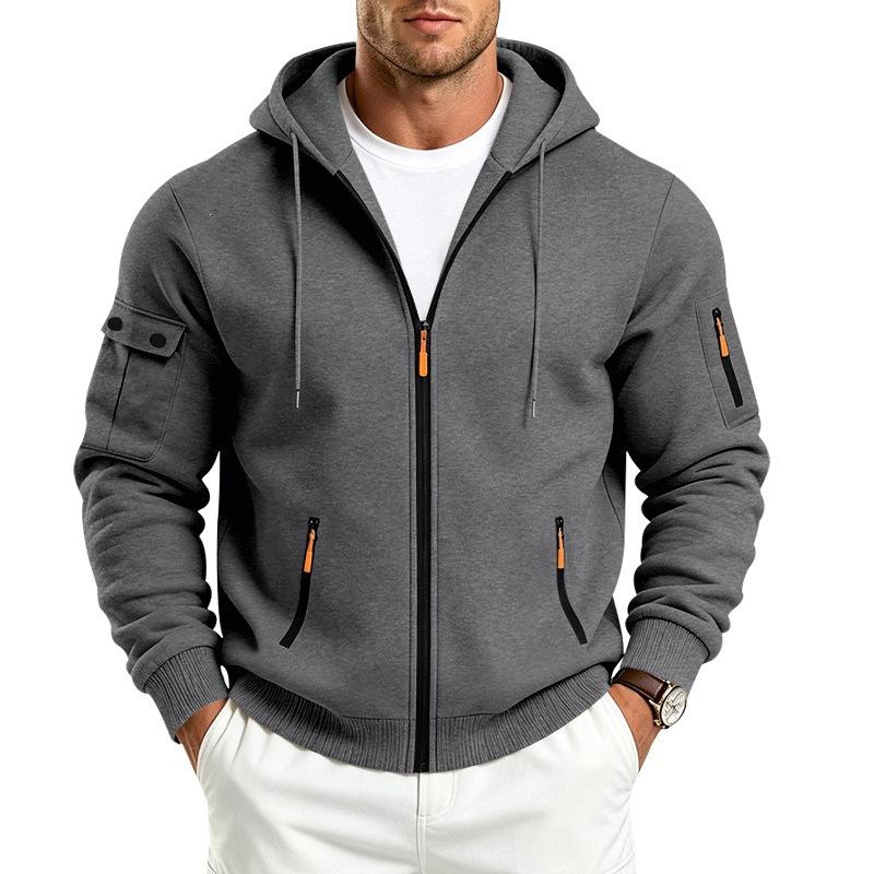 Men S Loose Fitting Hooded Zip Up Fleece Sweatshirt