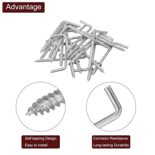 uxcell Western-style Bent Nails, 71mm Total Length, Pack of 20, Right-Angle Hooks, Screw Hooks, L-Shaped Metal Fittings, Carbon Steel, for Constructio
