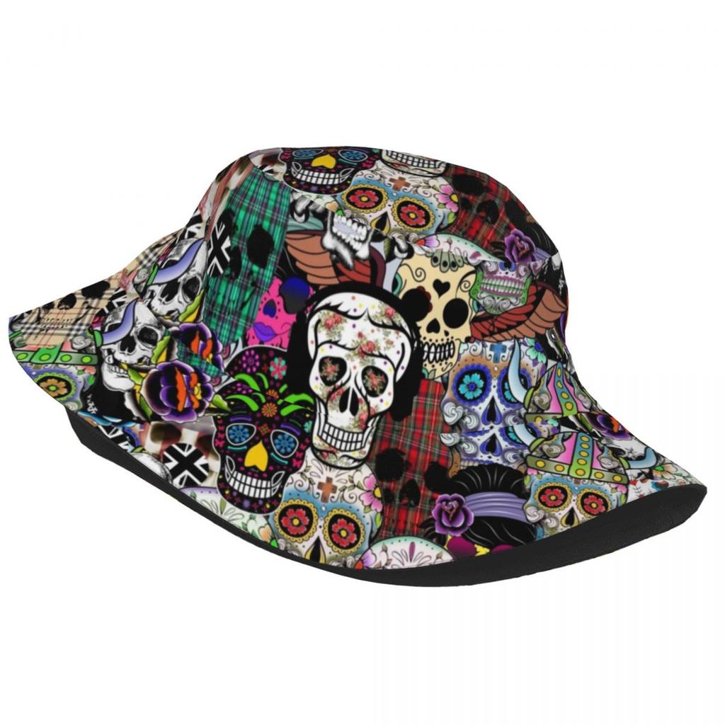 Halloween Day Of The Dead Bucket Hat Women Unisex Unisex Trendy Sugar Skull Catholic Summer Fisherman's Hat