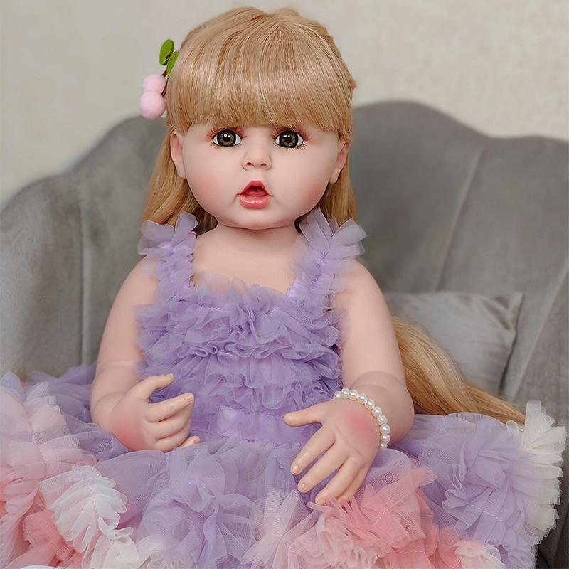 55CM Reborn Dolls Silicone Full Body Bebe Reborn Reallista Cute Princess Toddler Can Bath Toys For Children Birthday Gift
