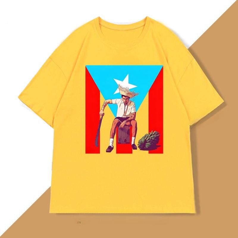 Puerto Rico Flag Bad Bunny TShirt Unisexcasual Graphic Print T Shirt O Neck Shortsleeved Tops Summer WOMEN Cotton Tee Clothing