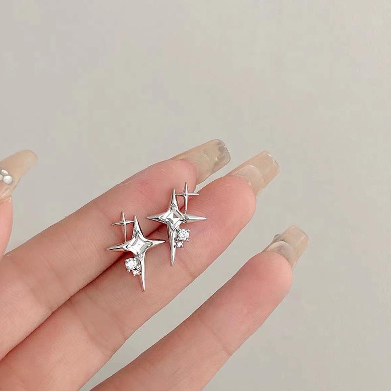 2024 Exquisite Sparkly Silver Needle Bow Earrings: Trendy, High-End, and Influencer-Style for Women