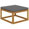 Day and Night - Day and Night Footstool with Dark Gray Cushion Solid Acacia Wood