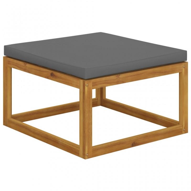 Day and Night - Day and Night Footstool with Dark Gray Cushion Solid Acacia Wood