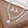 Fashion Bare Diamond Zircon Necklace Earrings Bracelet Women'S Set Super Flash Full Diamond Three-Piece Set