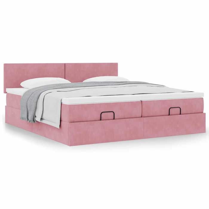 Maison Exclusive - Cadre de lit ottoman avec matelas rose 160x200 cm velours