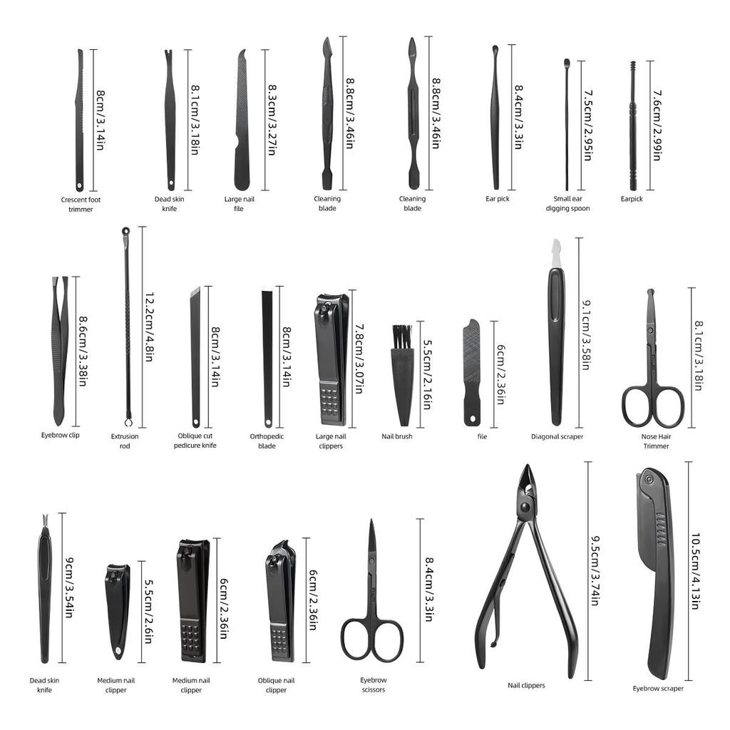 7-24pcs Nail Clipper Tools Set Manicure Pedicure Tool Eyebrow Trimmer Facial Care Hand and Foot Care Tools