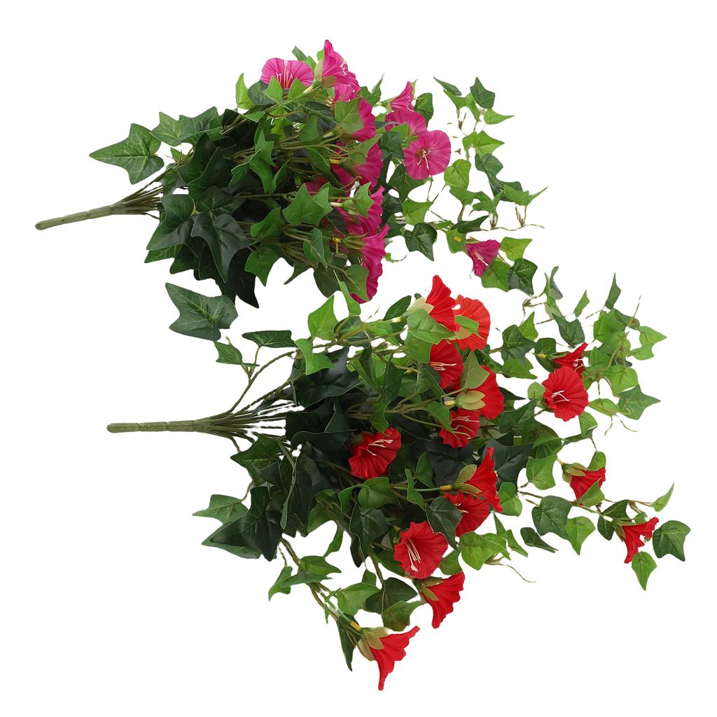 Artificial Morning Glory Flower Garland Lifelike Reusable Faux Hanging Vines Plant for Wedding Party Patio Balcony Wall