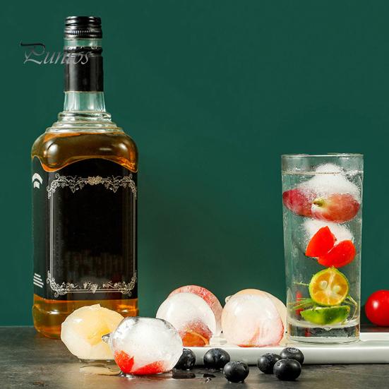 Форма для приготовления мороженого с 4 отверстиями, круглая форма для кубиков льда, легко заполняется, с силиконовой крышкой для коктейлей на основе виски