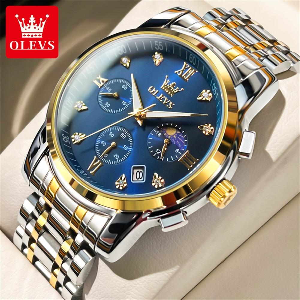 OLEVS 2858 Quartz Watch Men's Deep Waterproof Stainless Steel Strap Calendar Luxury Men's Watch