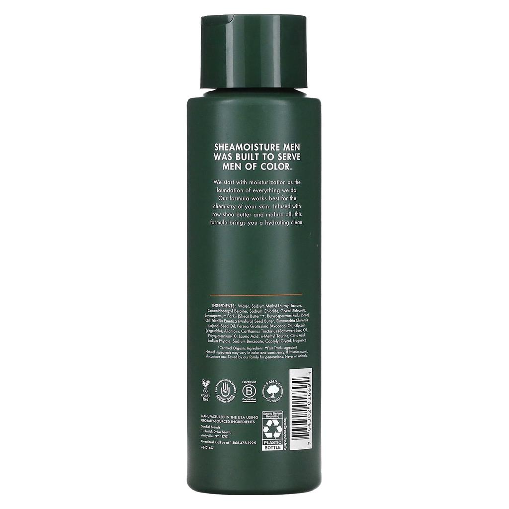 SheaMoisture Мужской, сырое масло ши и масло мапуры, увлажняющий гель для душа, 15 жидких унций (444 мл)