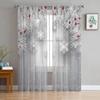 Christmas Pine Needles Snowflakes Wood Grain Sheer Curtains Living Room Decoration Window Curtains Kitchen Tulle Voile Curtains