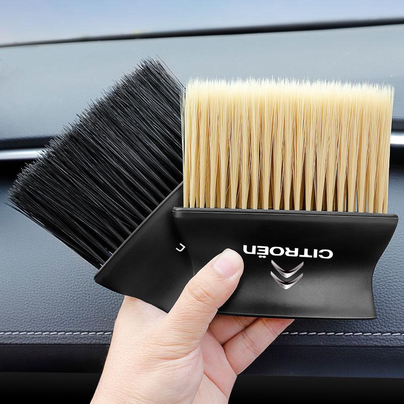 PJHC7 Car Interior Sweeping Dust Soft Brush Cleaning Tool Valve Cap For Citroen C4 C3 C5 C1 C6 C2 C5X e-C4 X e-C3 C-Elysee Berlingo