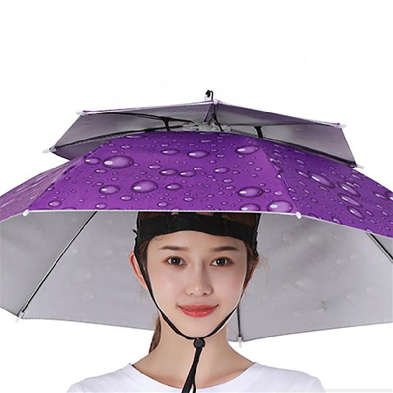 Двухслойная шляпа-зонт, солнцезащитная кепка с защитой от ультрафиолета, зонтик для рыбалки, дышащая защита от дождя