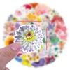 50 New Styles of Floral Flowers Doodle Stickers Decorative Notebook Guitar Suitcase Waterproof Stickers