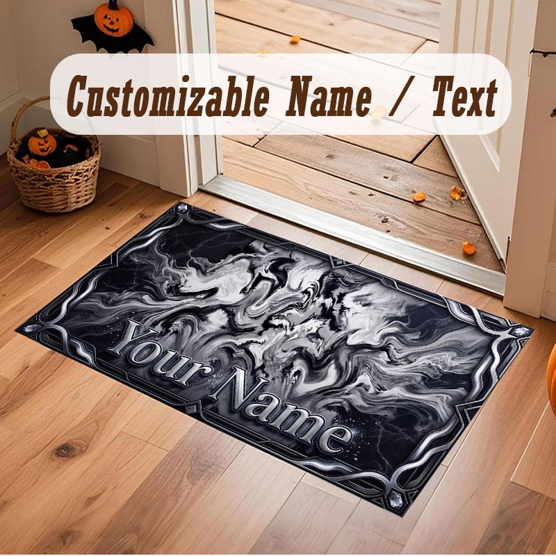 Abstract Geometric Theme Crystal Velvet Floor Rug Personalized Custom Name Text Warm Carpet Home Decoration