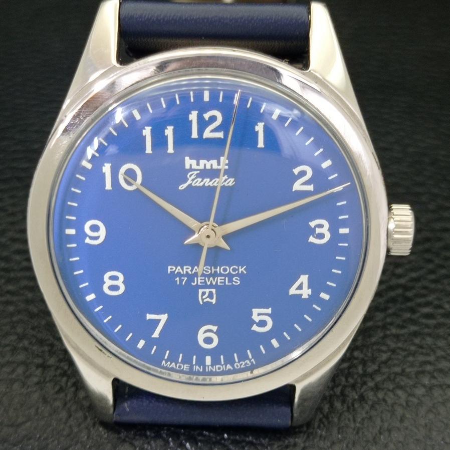USED HMT JANATA AUTHENTIC INDIAN MENS HAND-WINDING BLUE DIAL WATCH A430060-2 R101-a430060