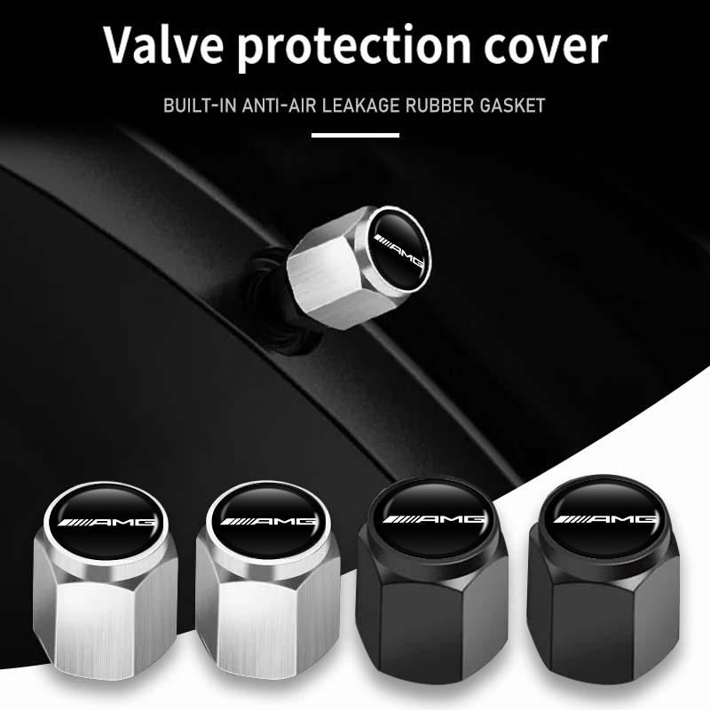 BTY4 5pcs Car Wheel Valve Cap Dust Protection Cover Theftproof Stem For Mercedes Benz AMG W202 W212 W213 W220 W221 W222 C180 C200