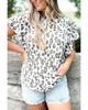 Azura Exchange Белый топ с леопардовым принтом и рукавами-бабочками