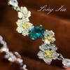 Vintage Brushed Cherry Blossom Paraiba Bracelet Niche Light Luxury Exquisite High-End Jewelry