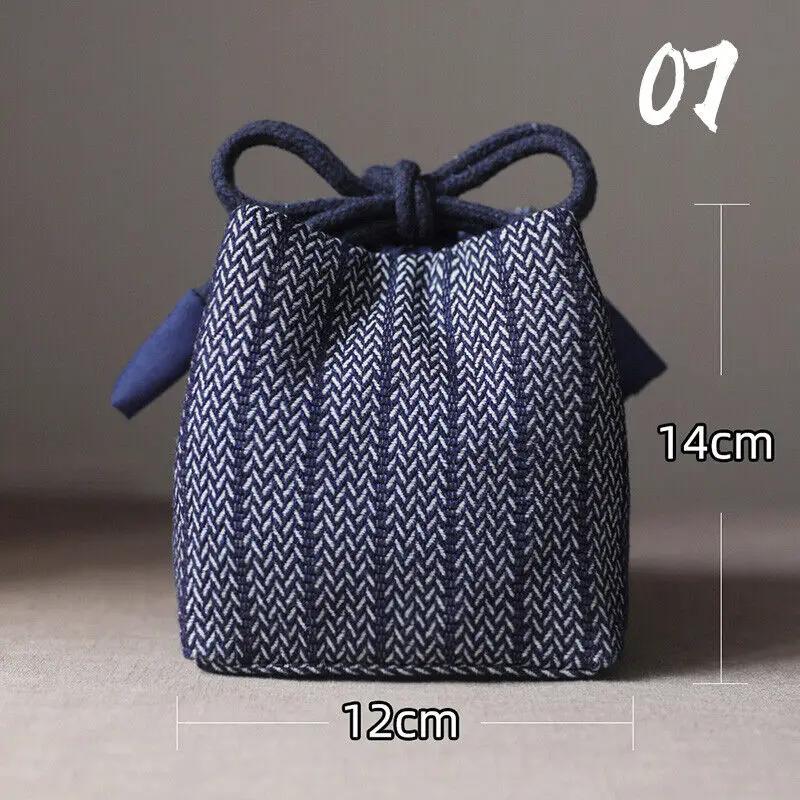 Teacup Bag Portable Travel Tea Set Storage Bag Tea Pots Four Or Six Cups Large Cloth Bag Outdoor Organizer Denim Organizer