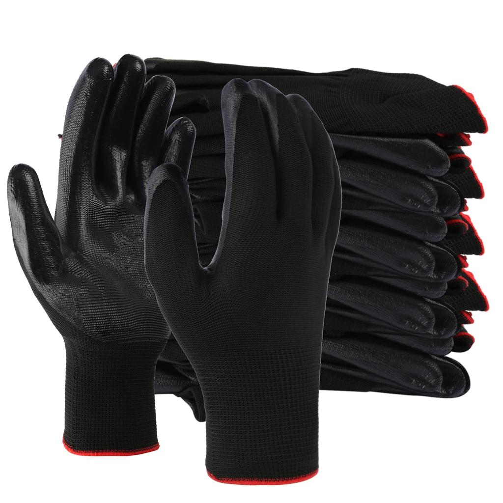 12 Pairs Large Professional Working Protective Gloves For Men Women Construction Garden Mechanic Breathable PU Coated