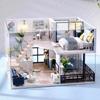 3D головоломка деревянная микро сборка модель здания с мебелью DIY кукольный игрушечный домик со светодиодной подсветкой украшения дома поделки для подарка