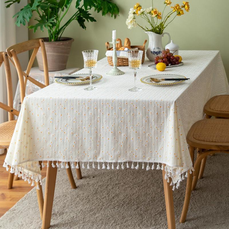 Маленькая хлопковая скатерть с цветочным рисунком в Корейском стиле, украшение чайного столика, прямоугольная крышка стола для кухни, свадебной столовой