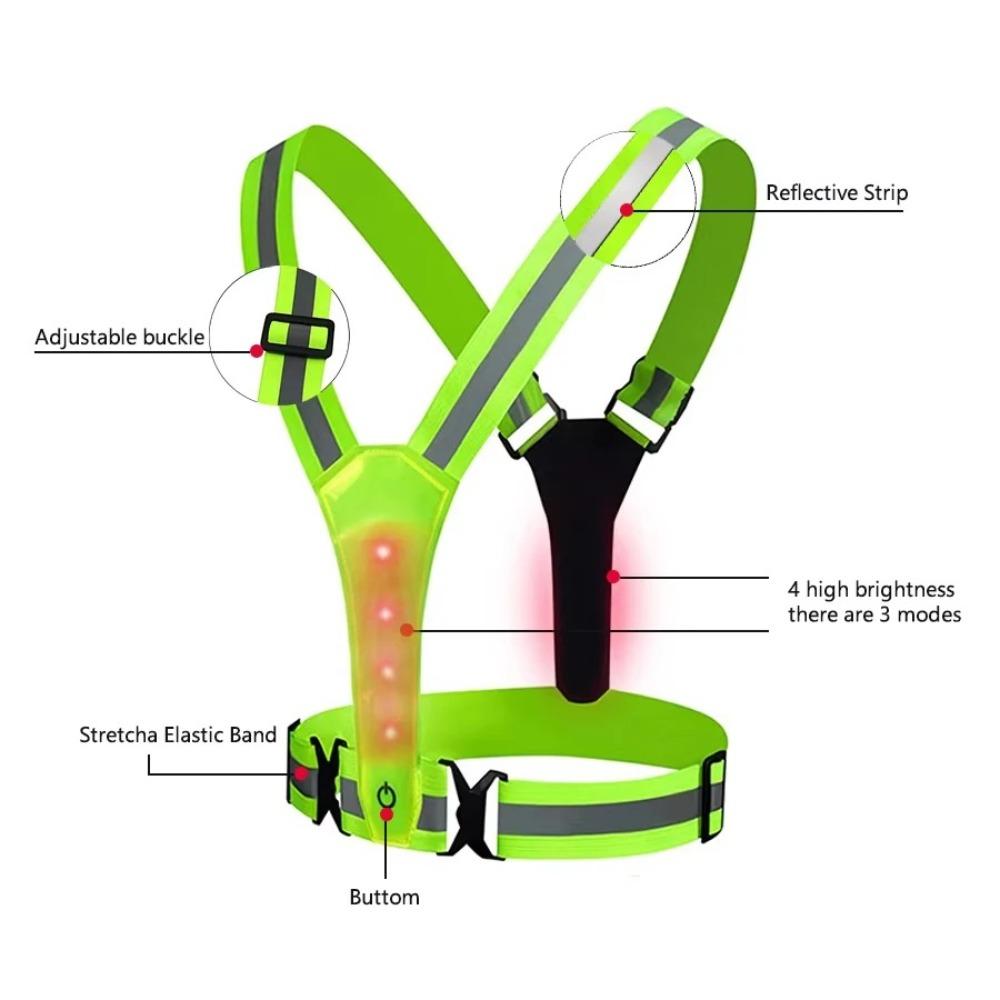 High Visibility Night Running Vest Adjustable Sports Vest for Night Warning Work Fishing