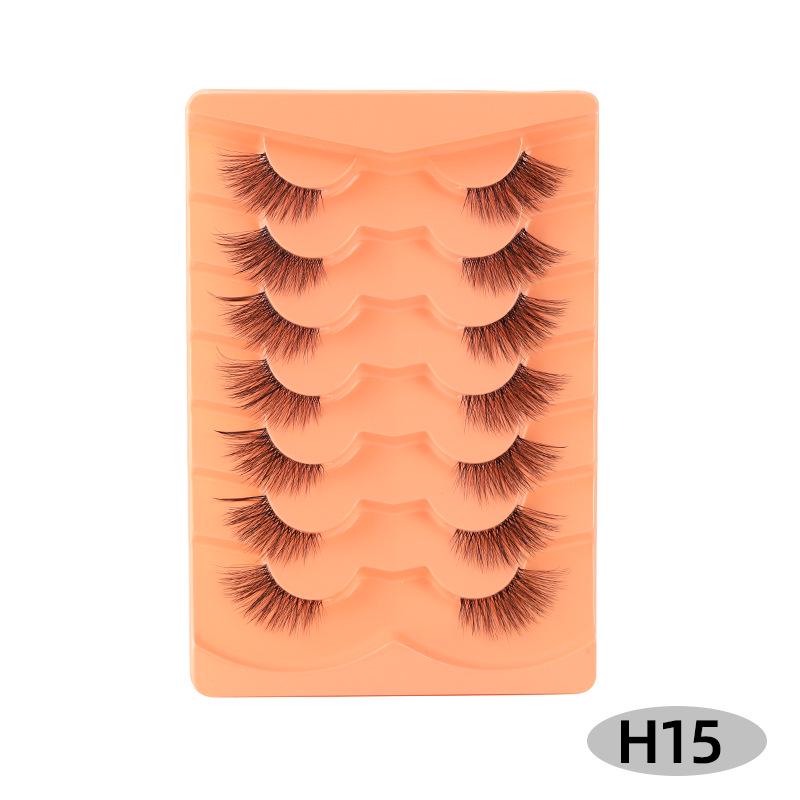 Cross-Border Cat-Eye Clear Band False Eyelashes - Natural, Dense, Half-Length with Extended Eye Tail