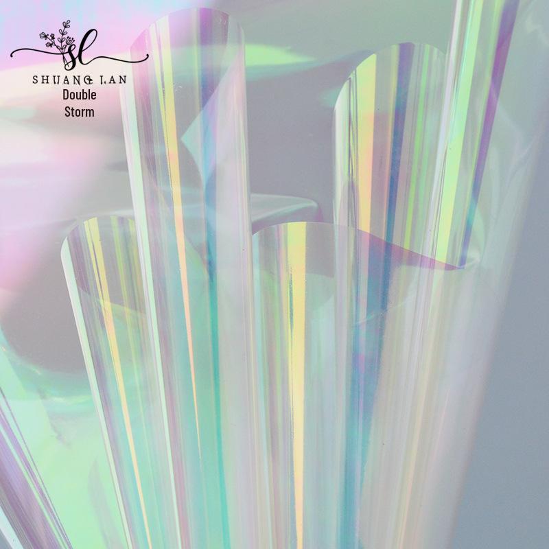 Бумага для упаковки цветов Shuanglan Rainbow Laser - Фантазийный градиент для DIY, Водонепроницаемые материалы для упаковки букетов