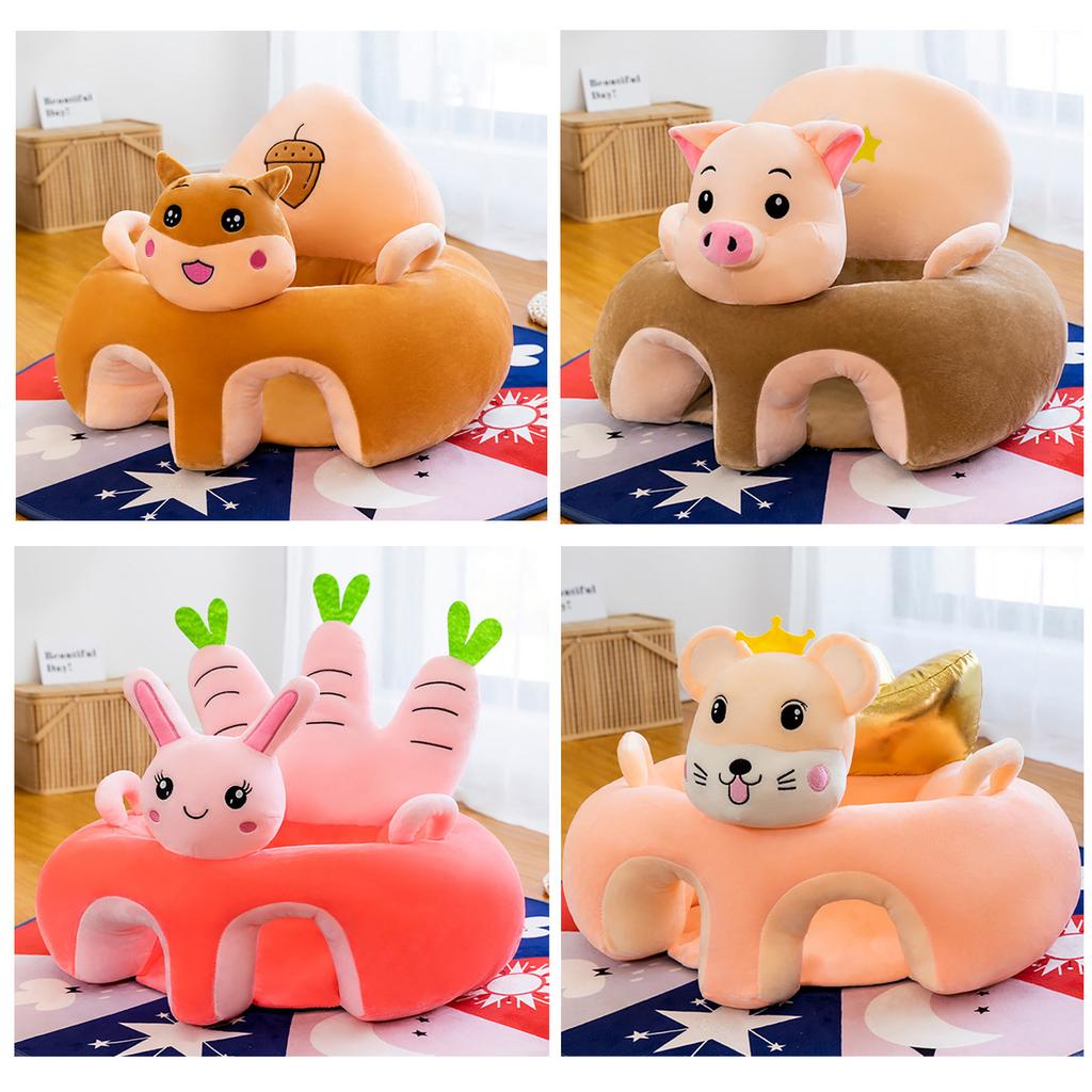 Children Chair Cute Animal Shaped Sofa Learning Seat, Plush Toy Cartoon Learning Infant Portable,Without Filled Cotton